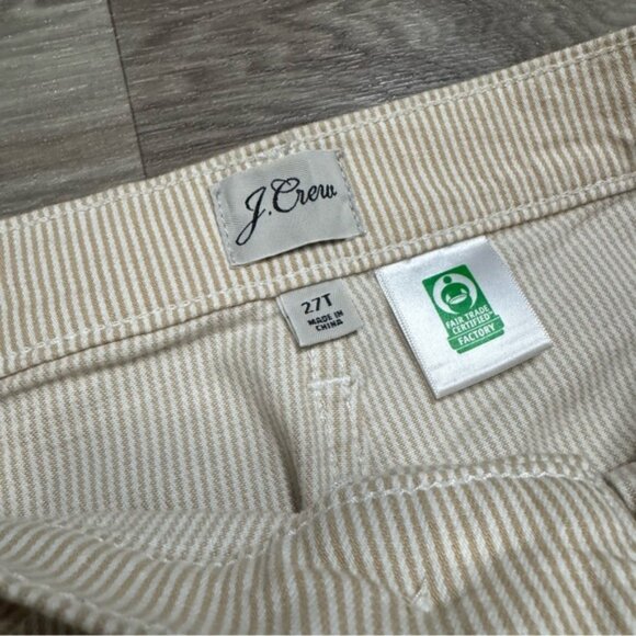 J. Crew Slim Wide Leg High-Rise Cropped Jean in Khaki Stripe - Picture 4 of 8